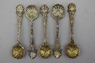 Appraisal: Antique Sterling Silver Oyster Form Spoons with hallmarks on the