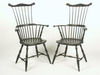 Appraisal: ARM CHAIRS - Two green painted custom bench made fan