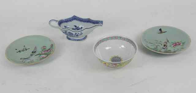 Appraisal: A Chinese blue and white sauceboat and sundry Oriental ceramics