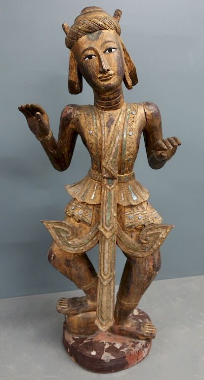 Appraisal: Carved Southeast Asian Statue Carved Southeast Asian statue probably a