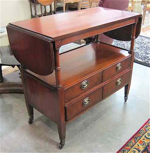 Appraisal: TWO-TIER MAHOGANY SERVING CART ''New Travis Court Collection'' by Drexel