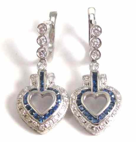 Appraisal: PAIR OF SAPPHIRE AND DIAMOND EARRINGS each k white gold