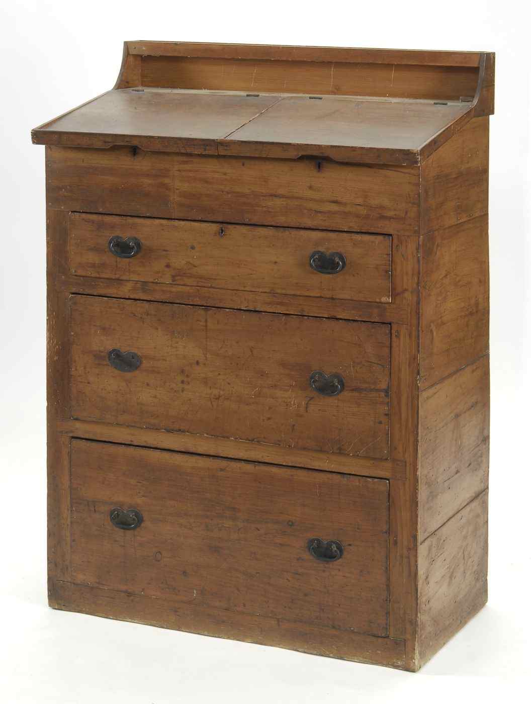 Appraisal: ANTIQUE AMERICAN THREE-DRAWER SLANT-LID DESKLate th Early th CenturyIn pine