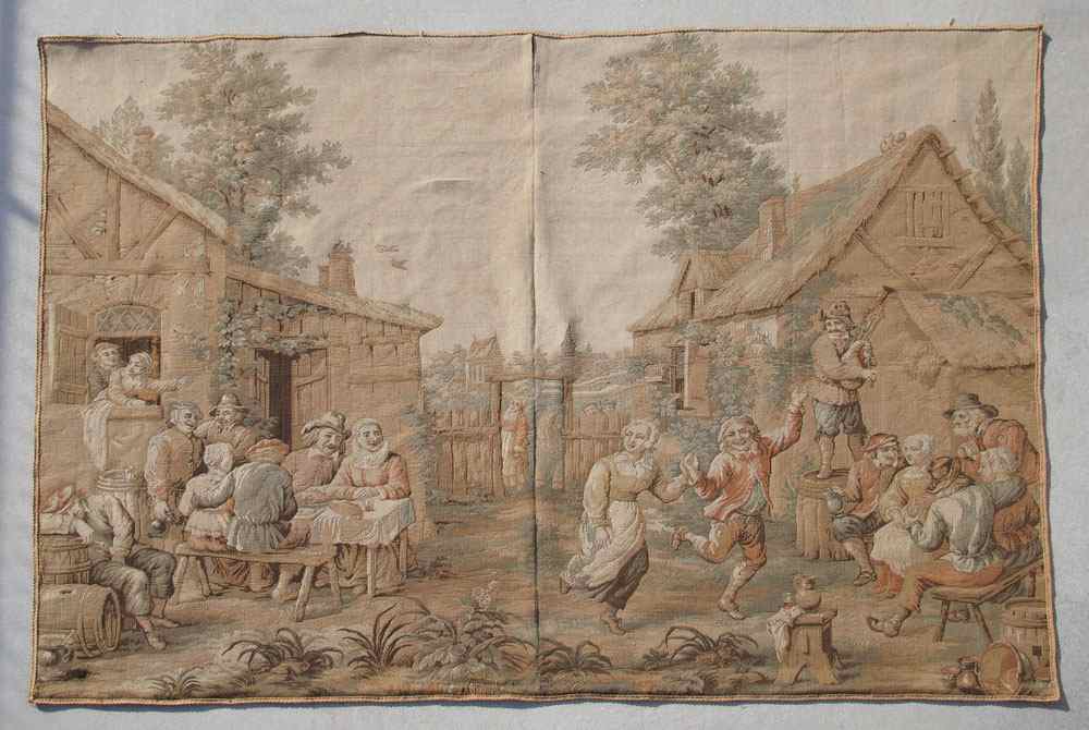 Appraisal: LARGE FLEMISH TAPESTRY VILLAGE SCENE '' x ''