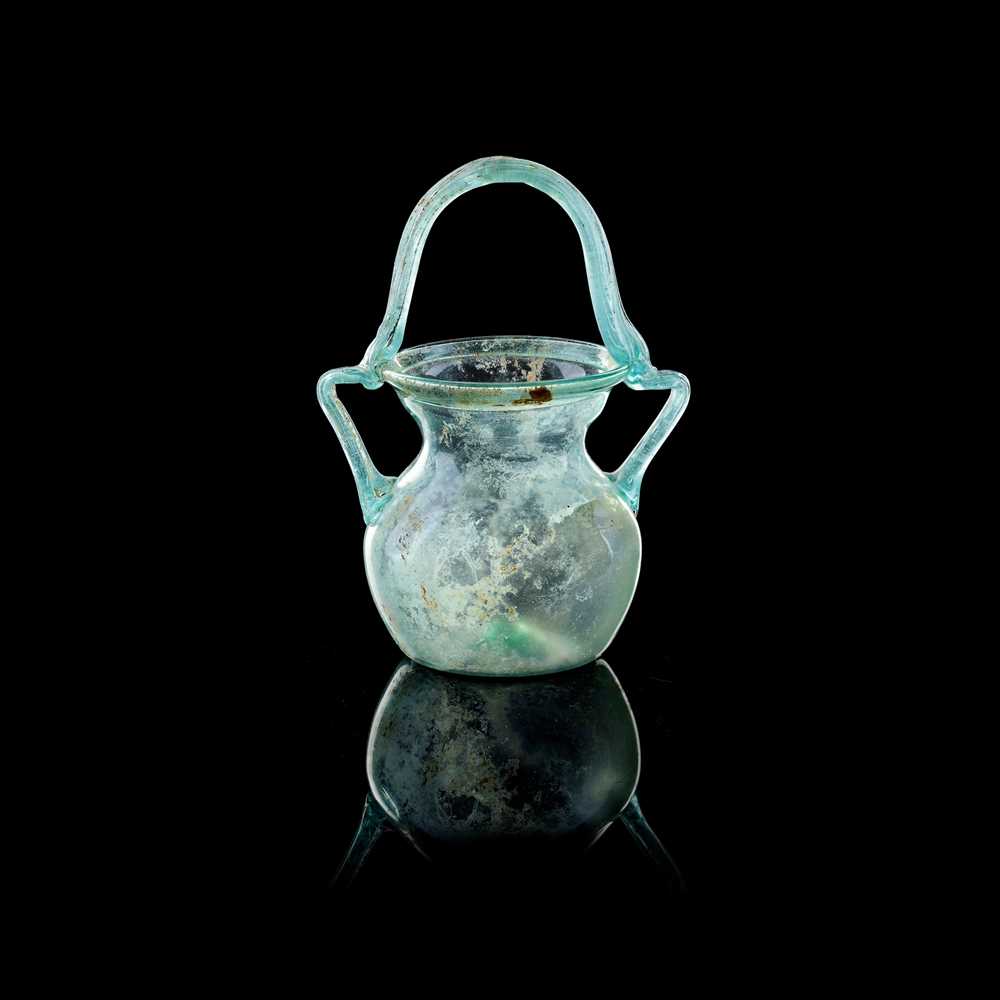 Appraisal: ROMAN GLASS BASKET JAR NEAR EAST TH CENTURY A D