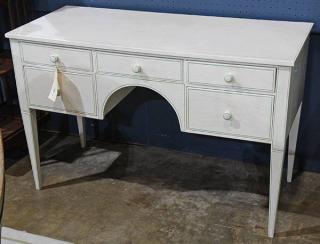 Appraisal: Moderne white painted desk Moderne white painted desk the rectangular