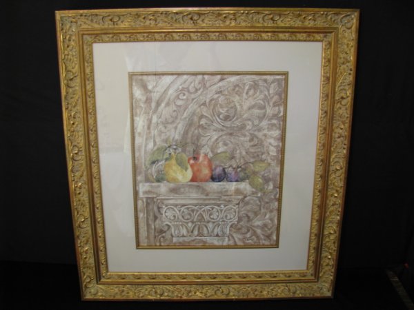 Appraisal: Ornately gilt washed frame matted and under glass is a