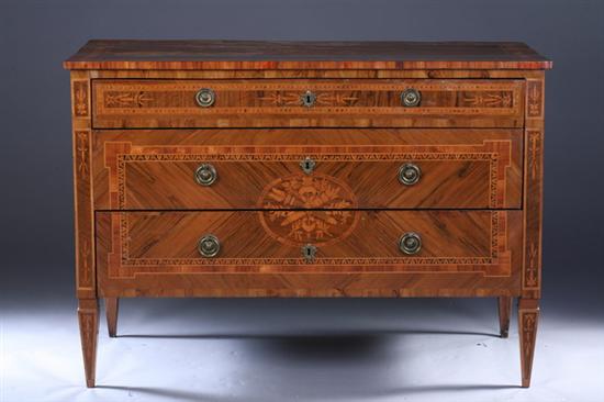 Appraisal: ITALIAN NEOCLASSICAL LOUIS XVI STYLE MARQUETRY INLAID KINGWOOD COMMODE late