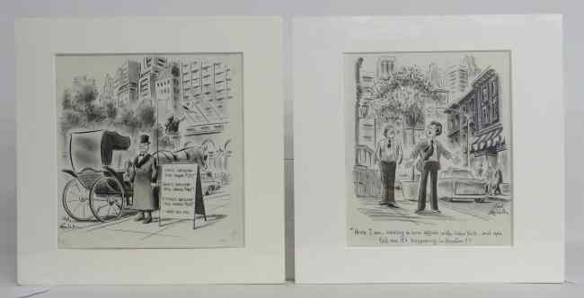 Appraisal: Lot two original New Yorker drawings by Ed Fisher Includes