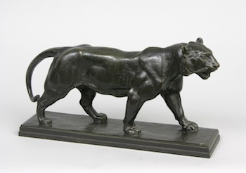 Appraisal: Antoine-Louis Barye French - Lioness Bronze with green patina mounted