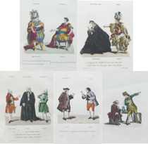 Appraisal: Lot of Five Street Scene Engravings French th Century Lot