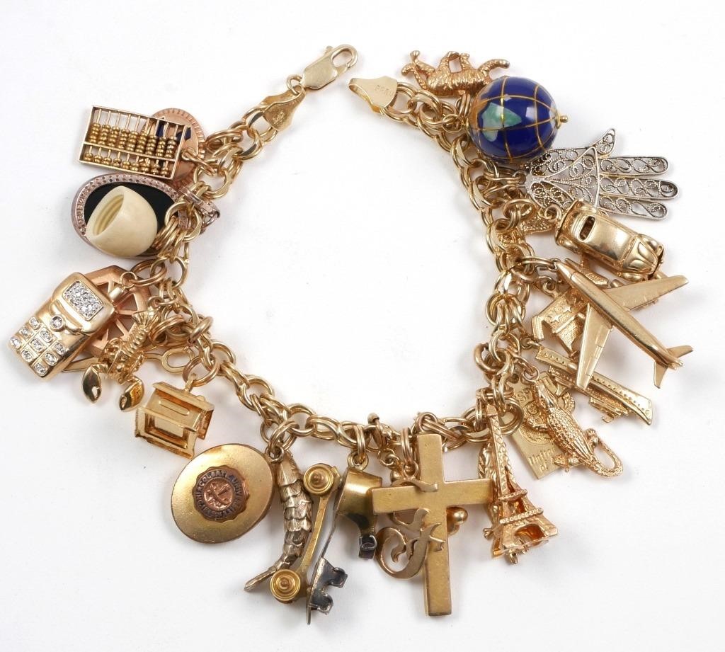 Appraisal: Most charms marked K Charm bracelet measures grams shipping info