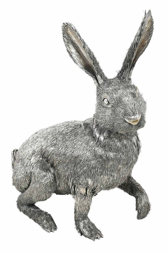 Appraisal: Buccellati Style Sterling Furry Rabbit probably Italian th century sitting