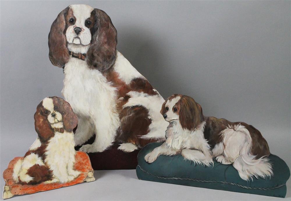 Appraisal: COLLECTION OF THREE HANDPAINTED CAVALIER KING CHARLES DUMMY BOARDS all