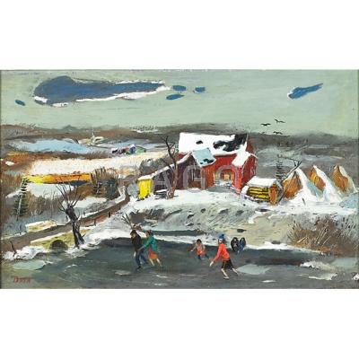 Appraisal: Louis Bosa American - Winter in Pennsylvania Oil on Masonite