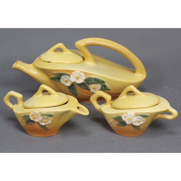 Appraisal: Rare Roseville Mock Orange pc Tea Set