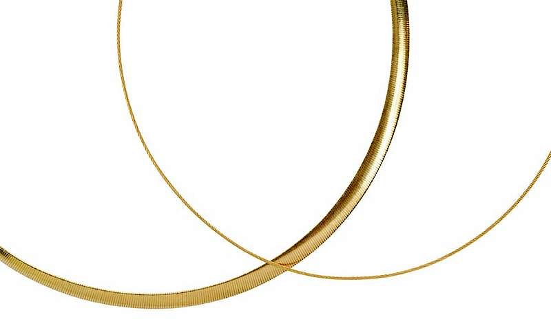 Appraisal: Two Gold Necklaces omega chain stamped K Italy and with