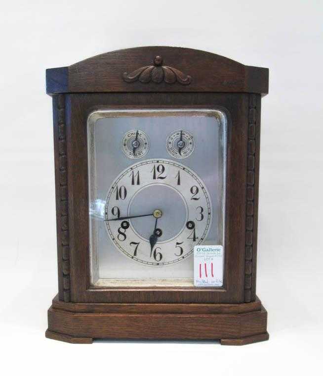 Appraisal: AN OAK CASED BRACKET CLOCK Junghans Clock Co Wurttemberg c