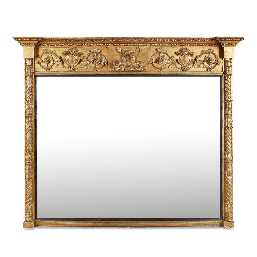 Appraisal: REGENCY GILTWOOD AND GESSO OVERMANTLE MIRROR TH CENTURY the inverted