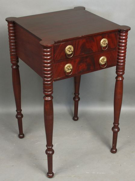 Appraisal: Early th Century South Coastal Massachusetts Sheraton mahogany two-drawer stand