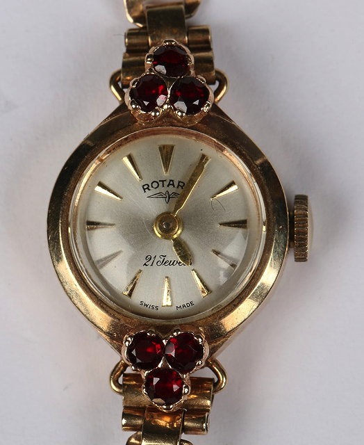 Appraisal: A LADY'S CT GOLD ROTARY WRIST WATCH with silvered dial