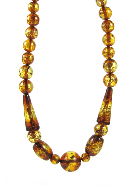 Appraisal: BALTIC PRESSED AMBER BEAD NECKLACE measuring - inches in length