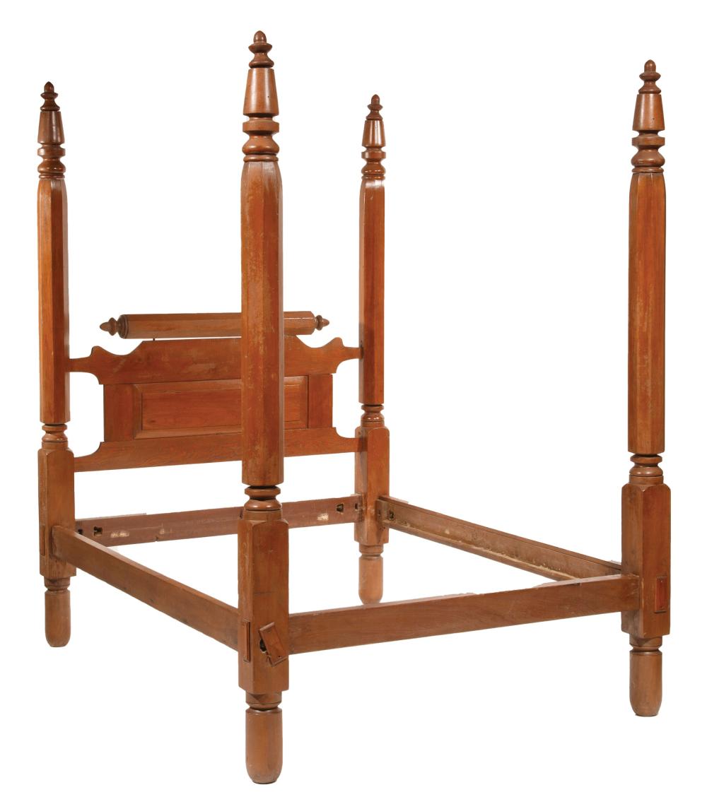 Appraisal: American Southern Walnut Four Post Bed mid- th c finialed