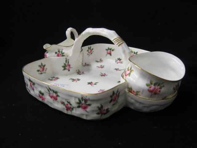 Appraisal: Hammersley Porcelain Strawberry Server basket style with creamer and sugar