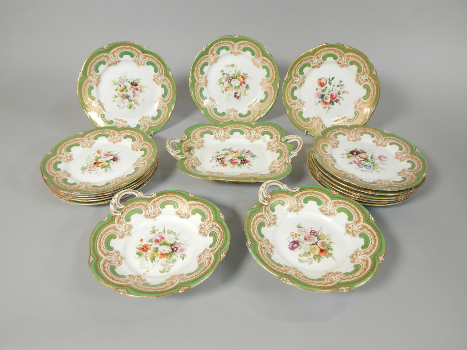 Appraisal: A Victorian part service decorated in the centre with floral