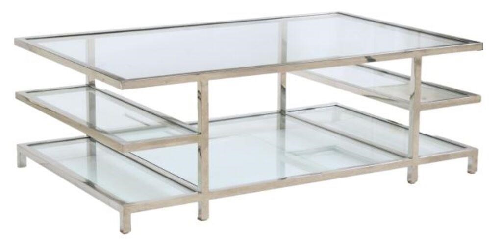 Appraisal: Contemporary Tribeca coffee table Williams-Sonoma Home st c inset colorless