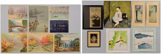 Appraisal: Asian Watercolors Scroll Paintings st item Ink and watercolor on