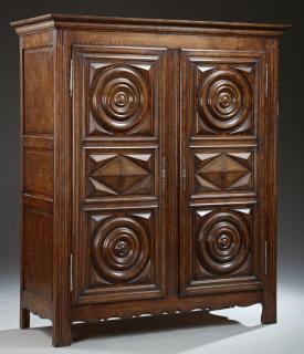 Appraisal: French Louis XIII Style Carved Oak Armoire th c French