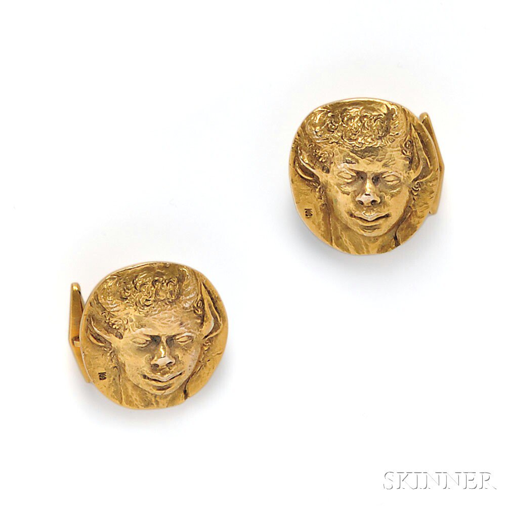 Appraisal: kt Gold Figural Cuff Links each depicting the head of