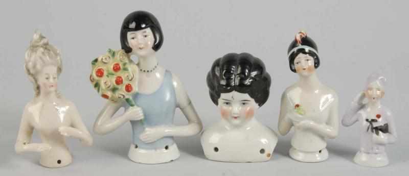 Appraisal: Lot of German China Half Dolls Description Three Art Deco