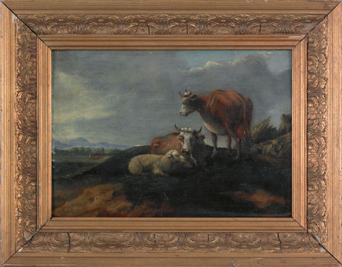 Appraisal: Continental th c oil on panel bucolic landscape x