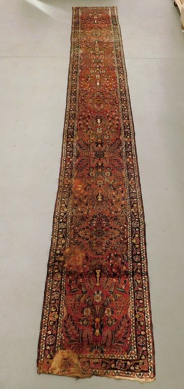 Appraisal: LG Floral Hamadan Runner Middle East Early th Century Navy