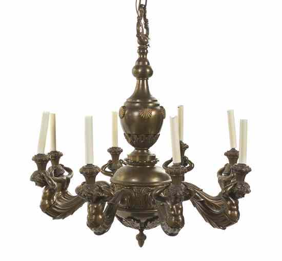 Appraisal: A Louis XVI Style Gilt Bronze Eight-Light Chandelier the central