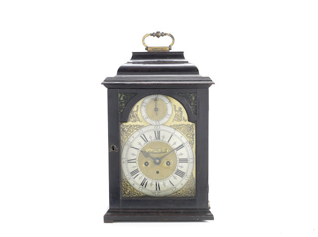 Appraisal: A mid th century ebonised table clock with fusee movement