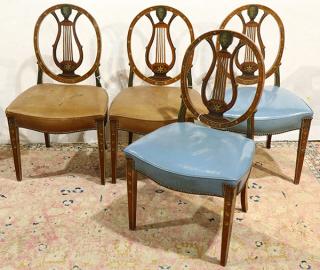 Appraisal: Edwardian partial painted satinwood side chairs lot of Edwardian partial