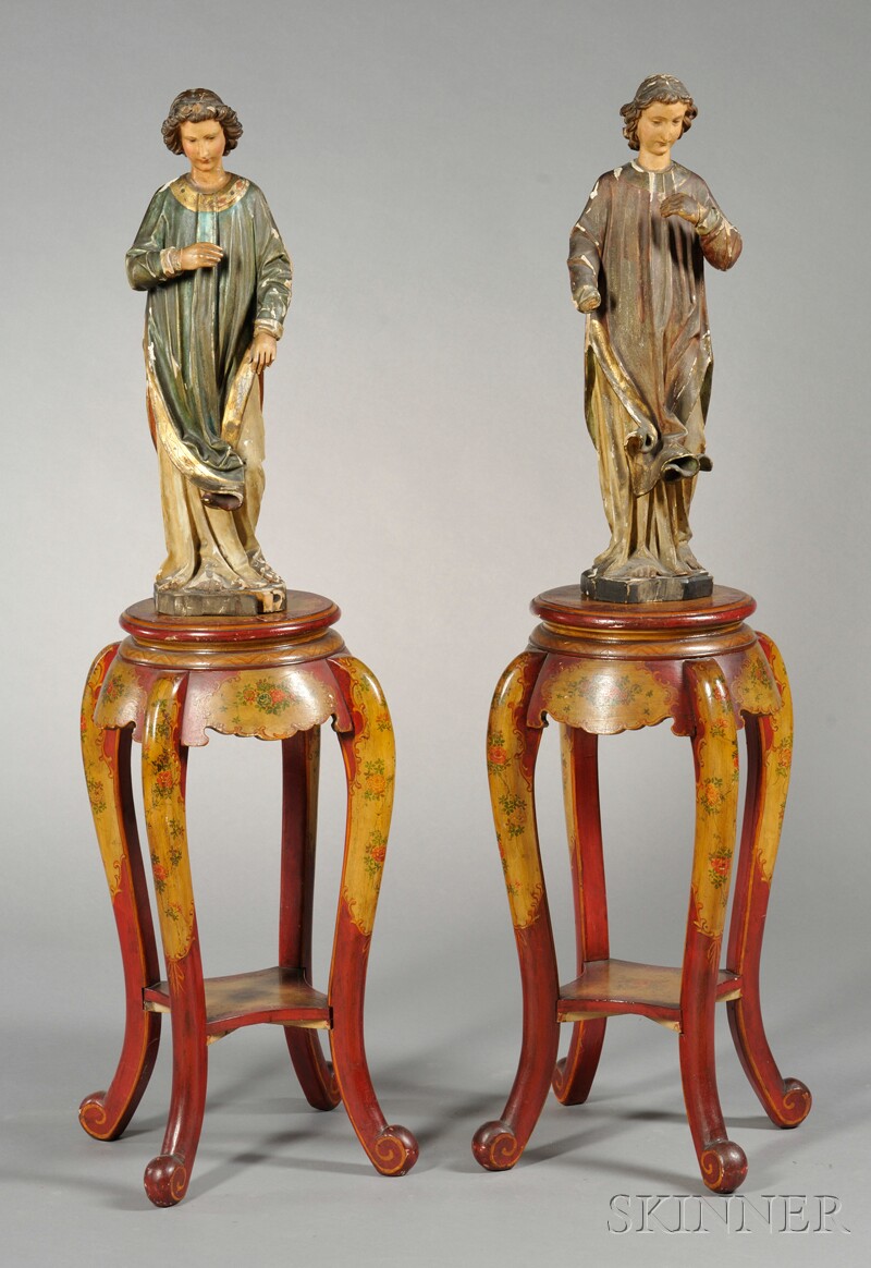 Appraisal: Pair of Italian Painted and Gesso Figures carved as young