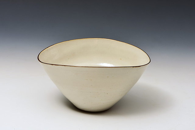 Appraisal: Lucie Rie Austrian - Bowlof squeezed form white glaze and