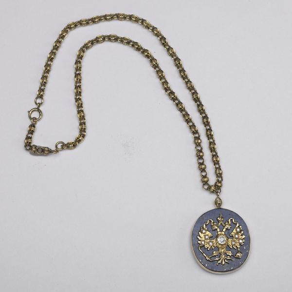 Appraisal: RUSSIAN STYLE NECKLACE Recent necklace suspends from intricate k th