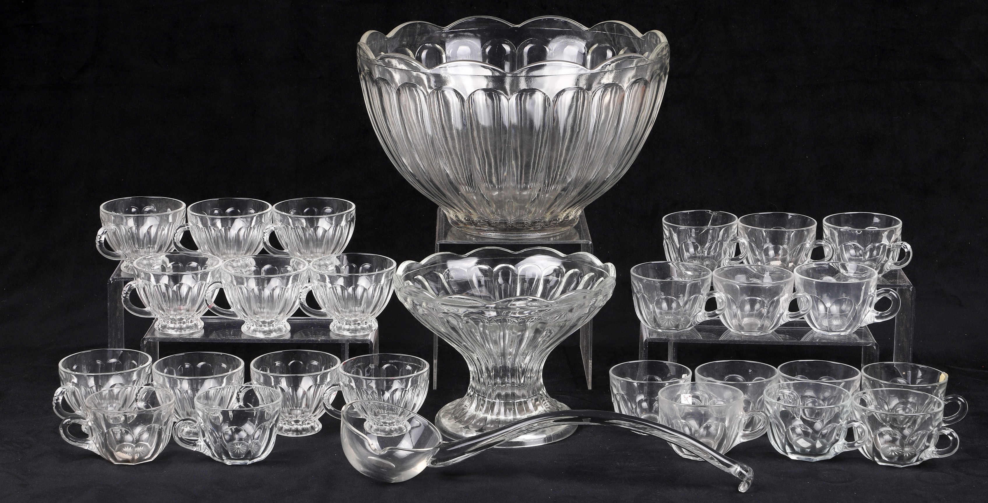 Appraisal: Heisey Colonial punch bowl set c o punch bowl with