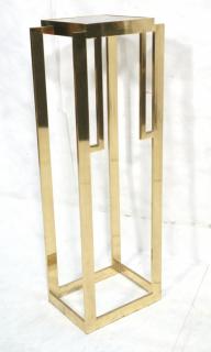 Appraisal: Tall Metal Inset Glass Display Pedestal Brass Tone Finish --