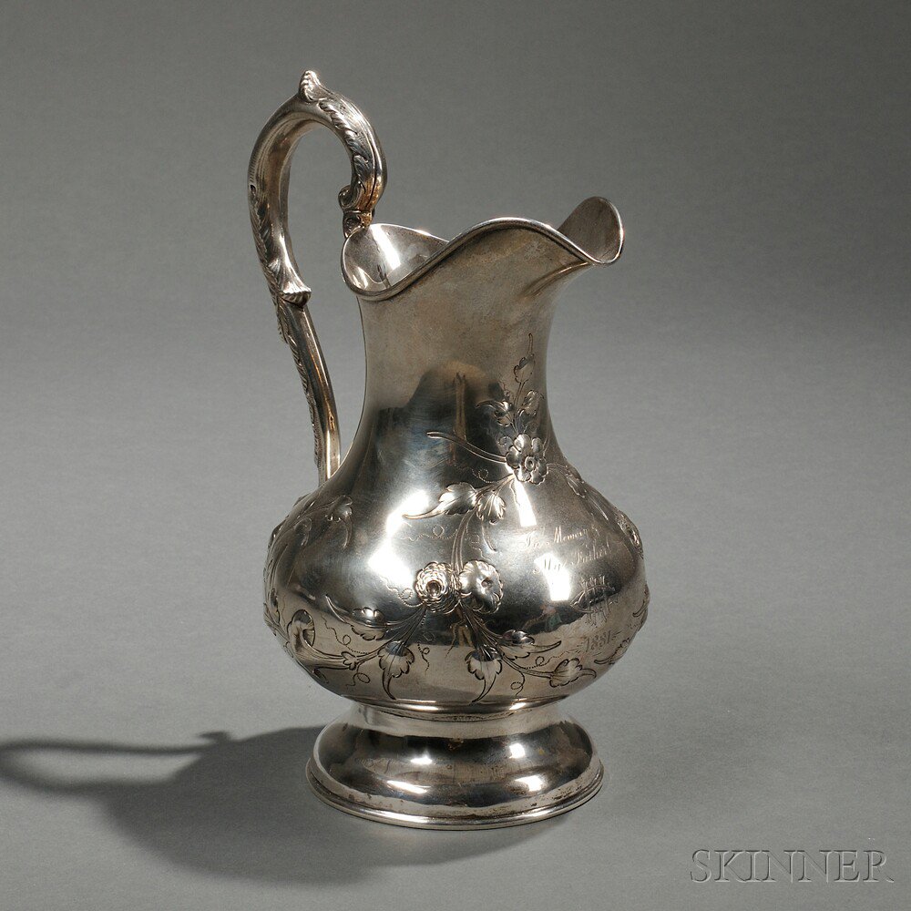 Appraisal: American Coin Silver Pitcher mid to late th century maker's