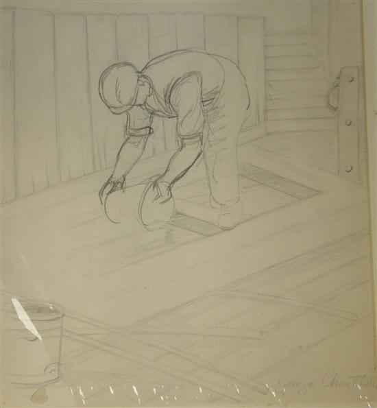 Appraisal: George Charlton English two pencil drawings the first of a