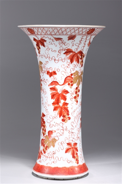 Appraisal: Chinese red and white porcelain vase with grape vines and