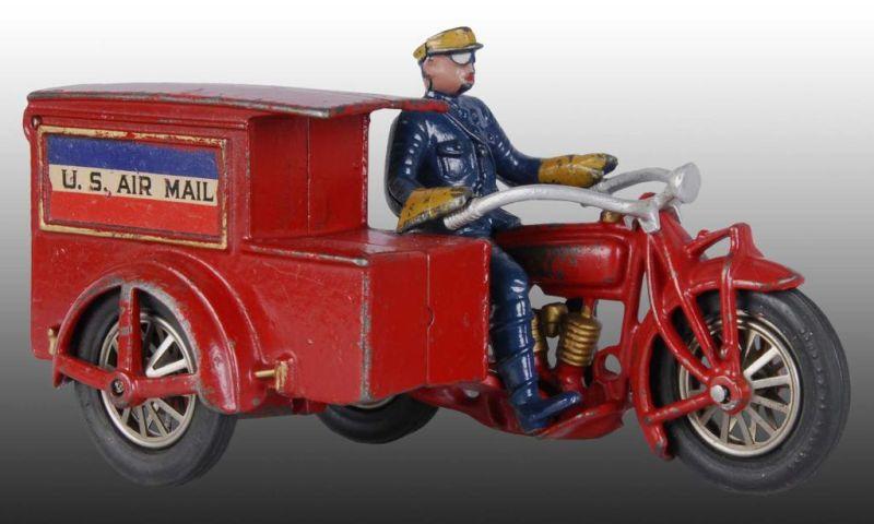 Appraisal: Cast Iron Hubley Air Mail Motorcycle Sidecar Toy Description Includes