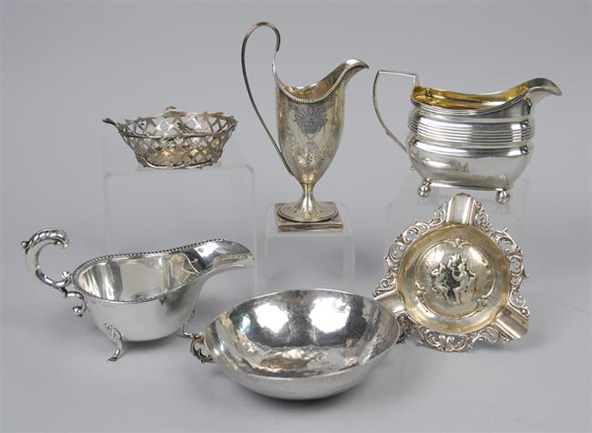 Appraisal: ASSEMBLAGE OF ENGLISH AND CONTINENTAL SILVER including English silver creamers