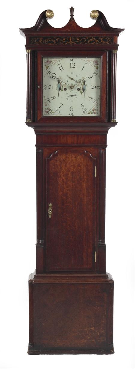 Appraisal: A George III oak and mahogany crossbanded longcase clock the